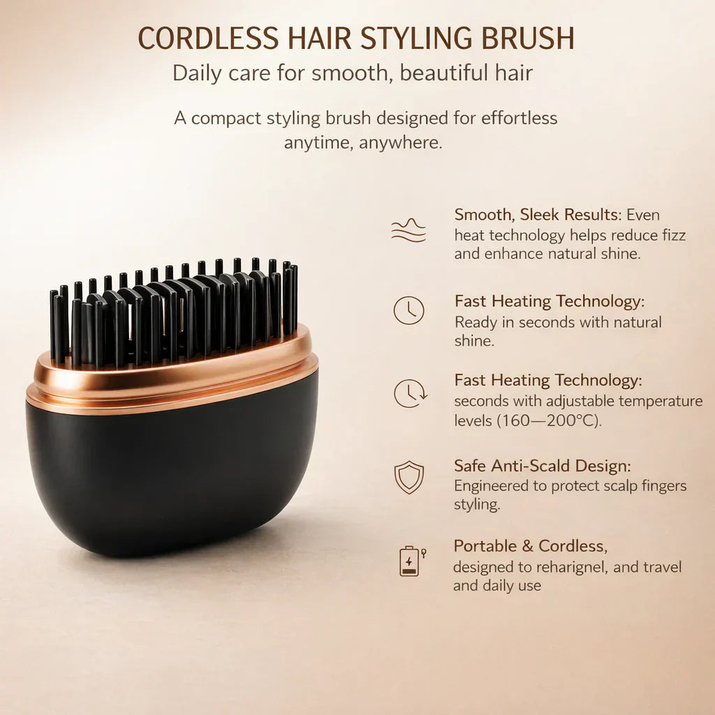 Wireless Mini Hair Straightener Brush