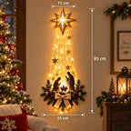 Size guide: Bethlehem Star nativity wall light measures 85 cm tall and 35 cm wide, with a 15 cm layered Bethlehem star