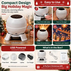 Compact design, big holiday magic — 4.3 in (11 cm) tall, USB powered, easy 4-step setup; includes projector light, USB cable and user manual