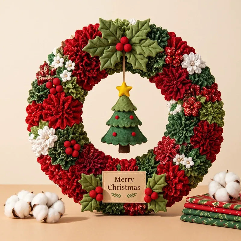 FLEVA 3D fabric poke wreath DIY kit — Merry Christmas Tree design