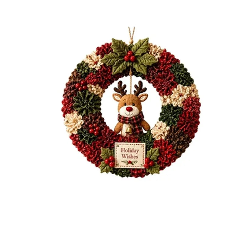FLEVA 3D fabric poke wreath DIY kit — Holiday Wishes Reindeer design