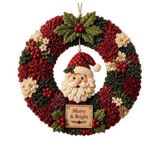 FLEVA 3D fabric poke wreath DIY kit — Merry & Bright Santa design