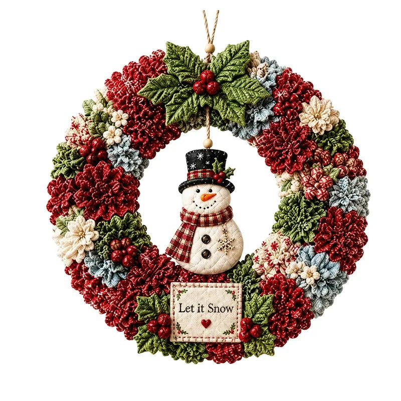 FLEVA 3D fabric poke wreath DIY kit — Let It Snow Snowman design