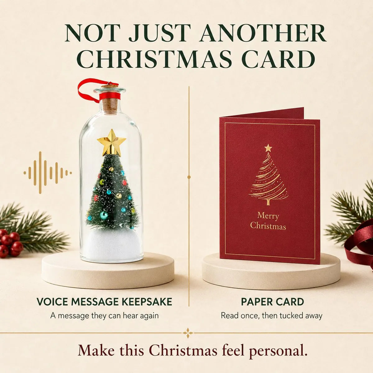 Not just another Christmas card — a voice message keepsake they can hear again and again